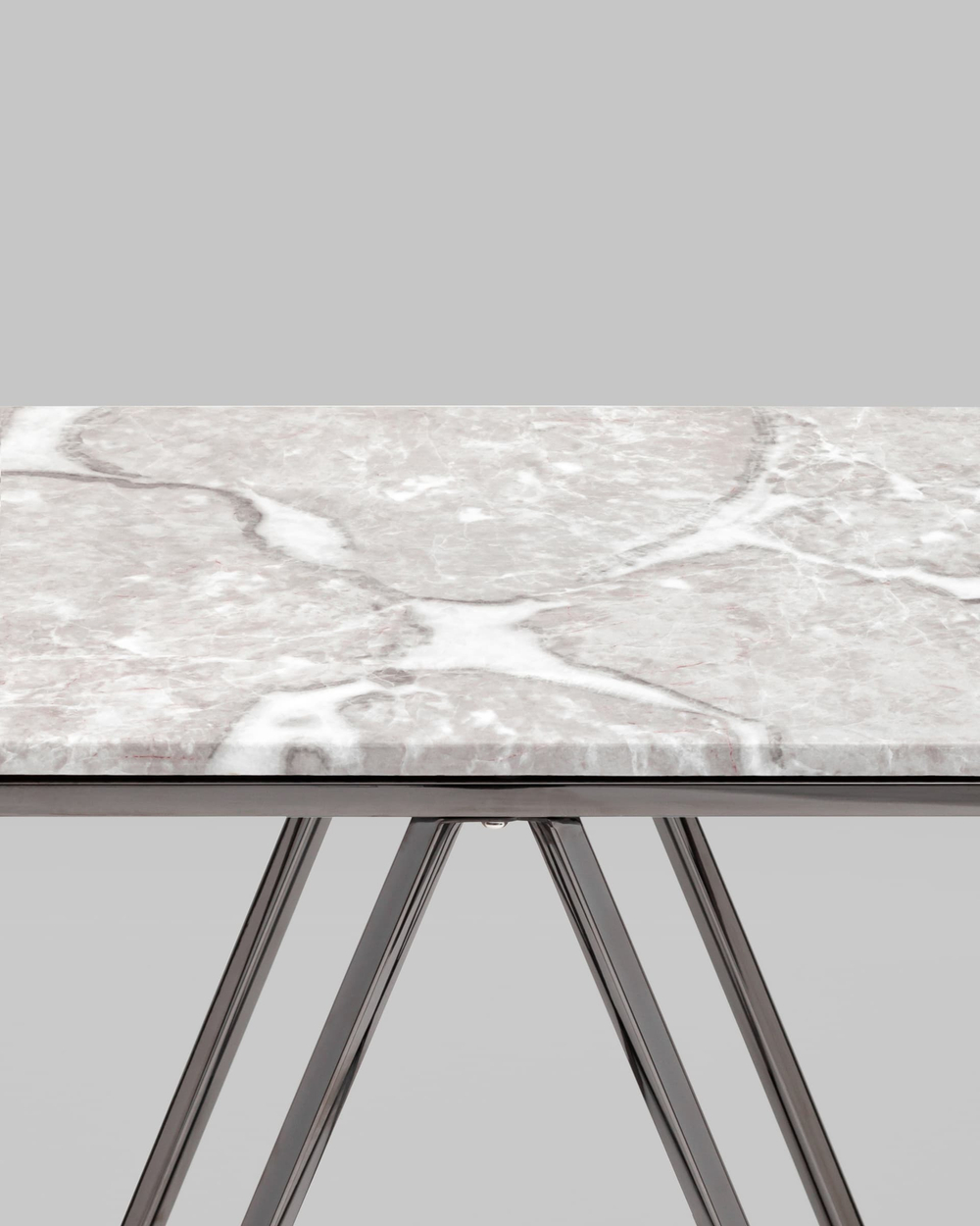 Консоль Авалон 122*41 серый мрамор сталь темный хром