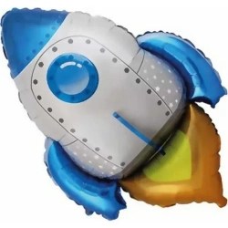 Шар (30""/76 см) Фигура, Ракета, Синий, 1 шт. В112