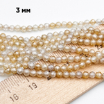 Фианит (кубический цирконий), цвет шампань, размер 3 мм, цена за нить 38 см