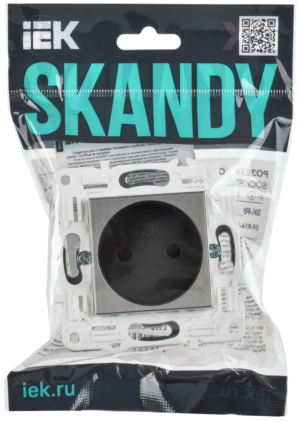 SKANDY Розетка без заземления без защитных шторок 10А SK-R02N металл никель IEK