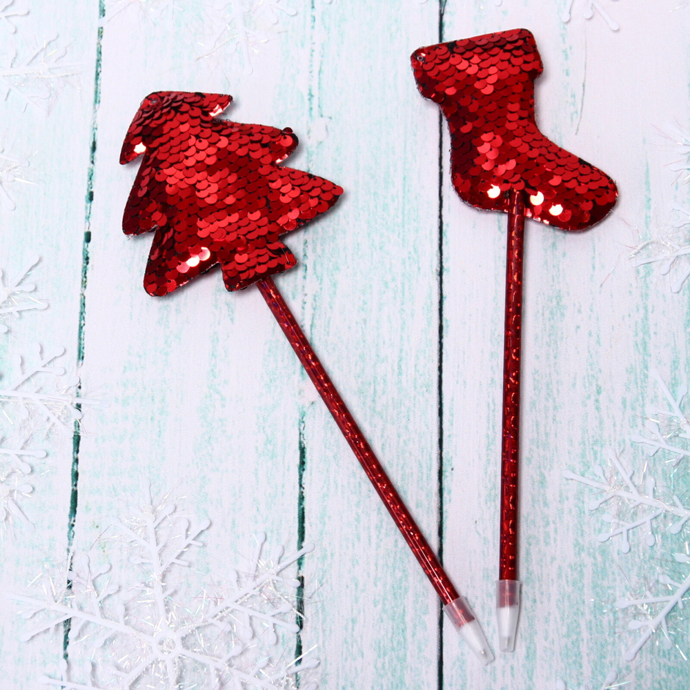 Ручка шариковая «Новогодняя сказка - Ёлочка и Валенок», цвет красный, 25 см