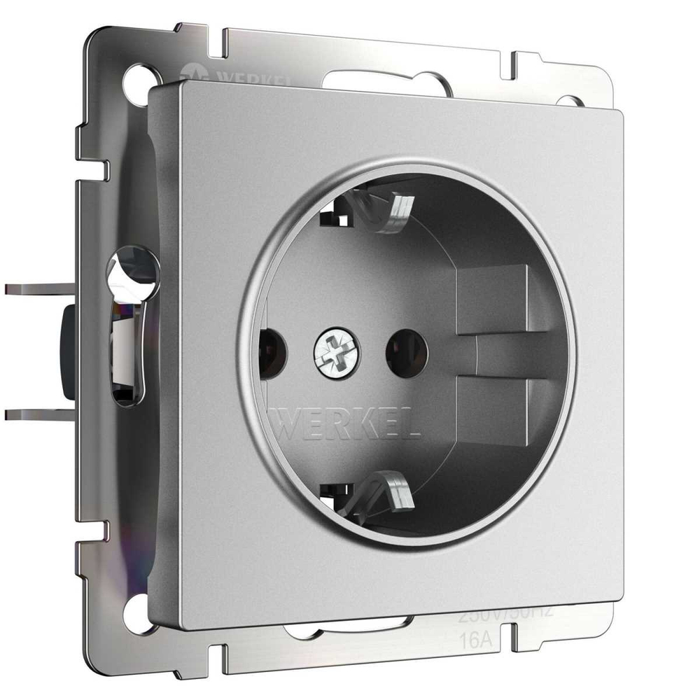 Розетка Werkel с заземлением и шторками серебряный матовый W1171165 4690389195587