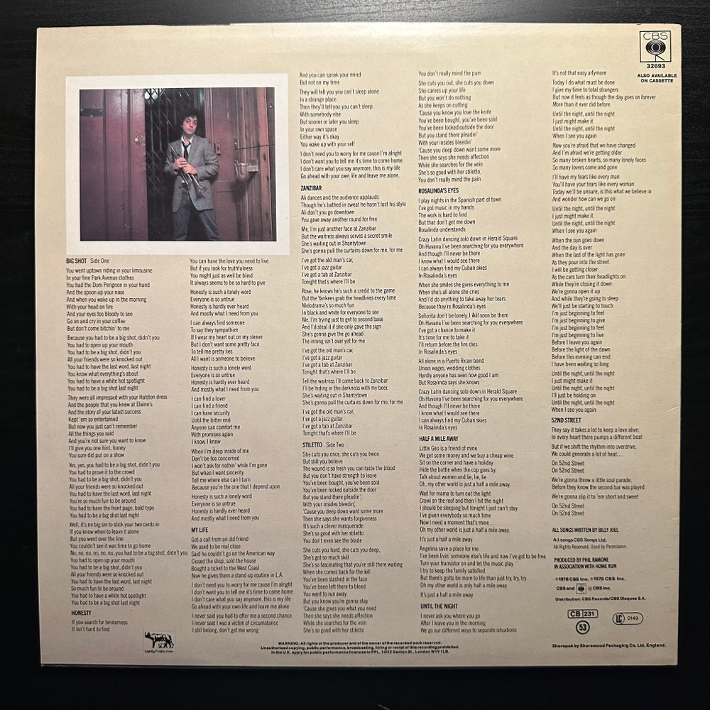 Billy Joel - 52nd Street (Англия 1985г.)
