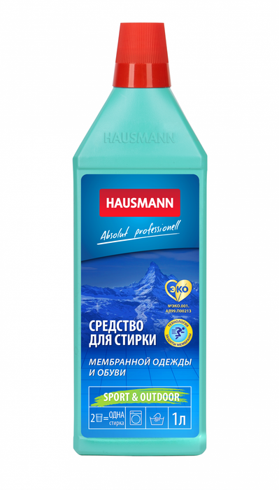 Hausmann SPORT&amp;OUTDOOR Эко Средство для стирки мембранной одежды и обуви  1л/20 стирок