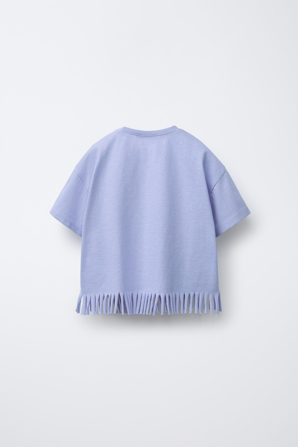 ZARA ФУТБОЛКА С ВЫШИВКОЙ И БАХРОМОЙ, ЛАВАНДОВЫЙ