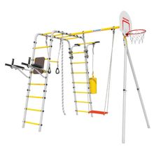Детский спортивный комплекс для дачи ROMANA Fitness (Фитнес, желтый/серый) (с фанерными качелями)