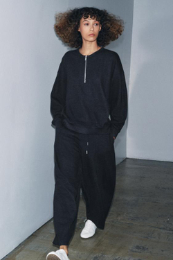 ZARA БРЮКИ BALLOON ИЗ МЯГКОЙ ТКАНИ В РУБЧИК, ТЕМНО-СЕРЫЙ