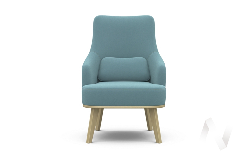 Кресло отдыха Комфорт-5 высокая спинка (бесцветный лак/CATANIA DUSTY BLUE)