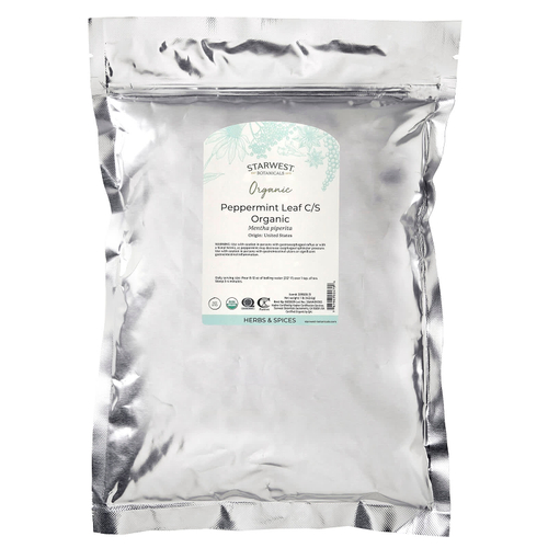 Starwest Botanicals, органические листья перечной мяты, нарезанные и просеянные, 453,6 г (1 фунт)