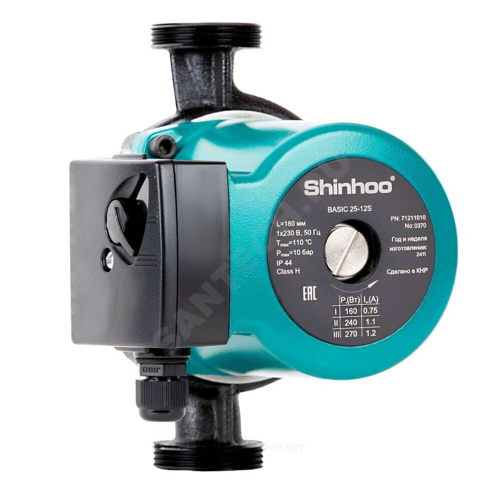 Насос циркуляционный с мокрым ротором BASIC 25-12S PN10 1х230В/50 Гц Shinhoo 71211010