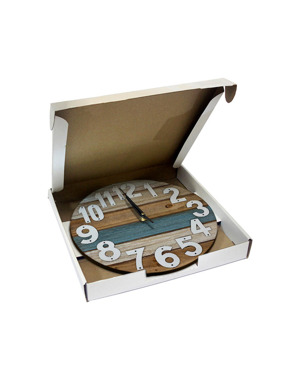 Часы настенные деревянные IDEAL "Прибитые цифры", 30 см, бесшумные (черный с коричневым) (-)