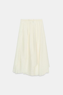 ZARA ЖЕНСКАЯ СТРУЯЩАЯСЯ ЮБКА МИДИ — ZW COLLECTION, ЭКРЮ