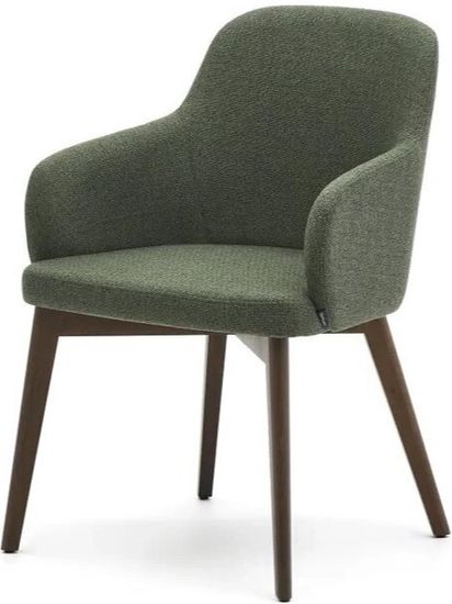 Стул Nelida из зеленой синели с ножками в темной отделке La Forma Испания