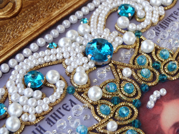 ЖС-8-ЗГ Набор для вышивания хрустальными камнями Ангел Хранитель (голубой)