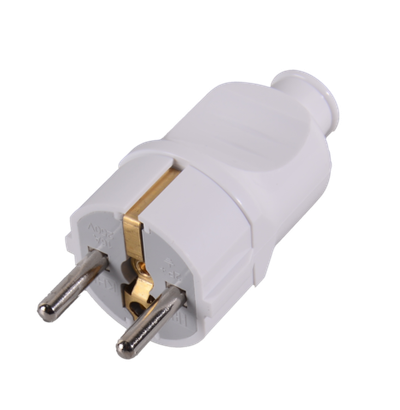 Вилка прямая с/з, белая 16А 250В Вихрь