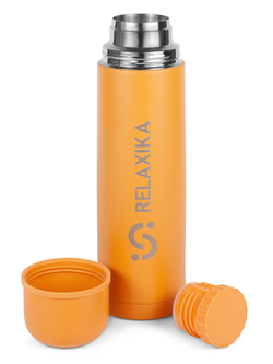 Термос Relaxika 101 (1 литр), желтый (стикерпак "Морской")