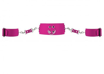 Розовый ошейник с наручниками Collar with Cuffs (Цвет: розовый)
