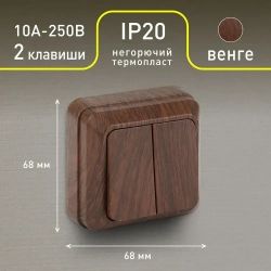 Выключатель Intro Quadro 2-104-10 двухклавишный 10А-250В IP20 ОУ венге