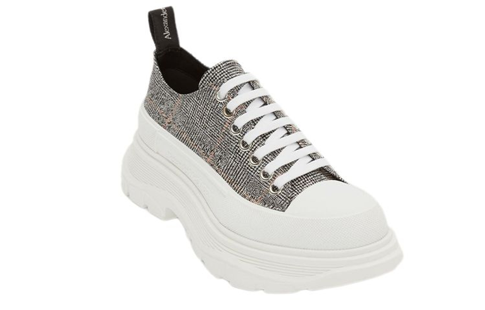 Alexander McQueen Tread Slick Ankle Length Combat Boots Women"s Black White Silver