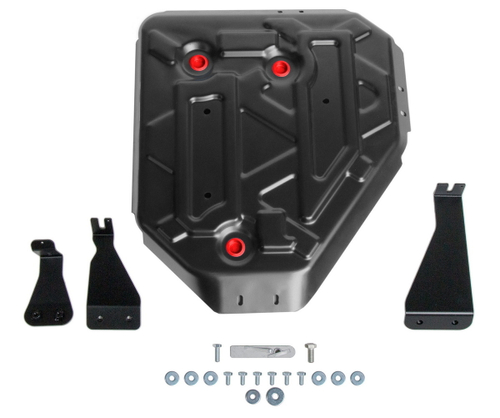 Защита топливного бака АвтоБроня для Hyundai Tucson IV (V - 2.0 (150 л.с.); 2.0D) 2021-н.в./Kia Sportage V (V - 2.5) 2021-н.в., штампованная, сталь 1.5 мм, с крепежом, 111.02389.1