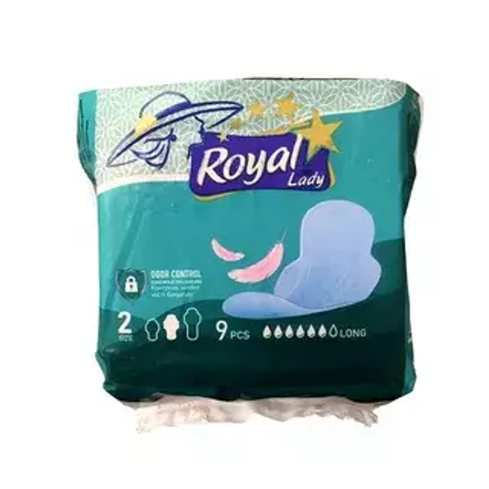 Royal Lady Гигиенические прокладки 6капель 9шт long size2*48 зелёные