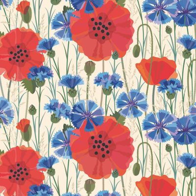 Васильковое поле с маками