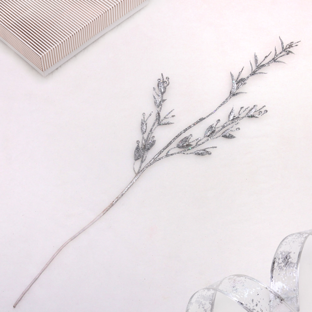 Ветка декоративная «Сказочные блики» 65 см, Серебро