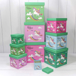 Коробка 26.5х26.5х26.5 см Набор 10 шт "Единорог" (Розовый)