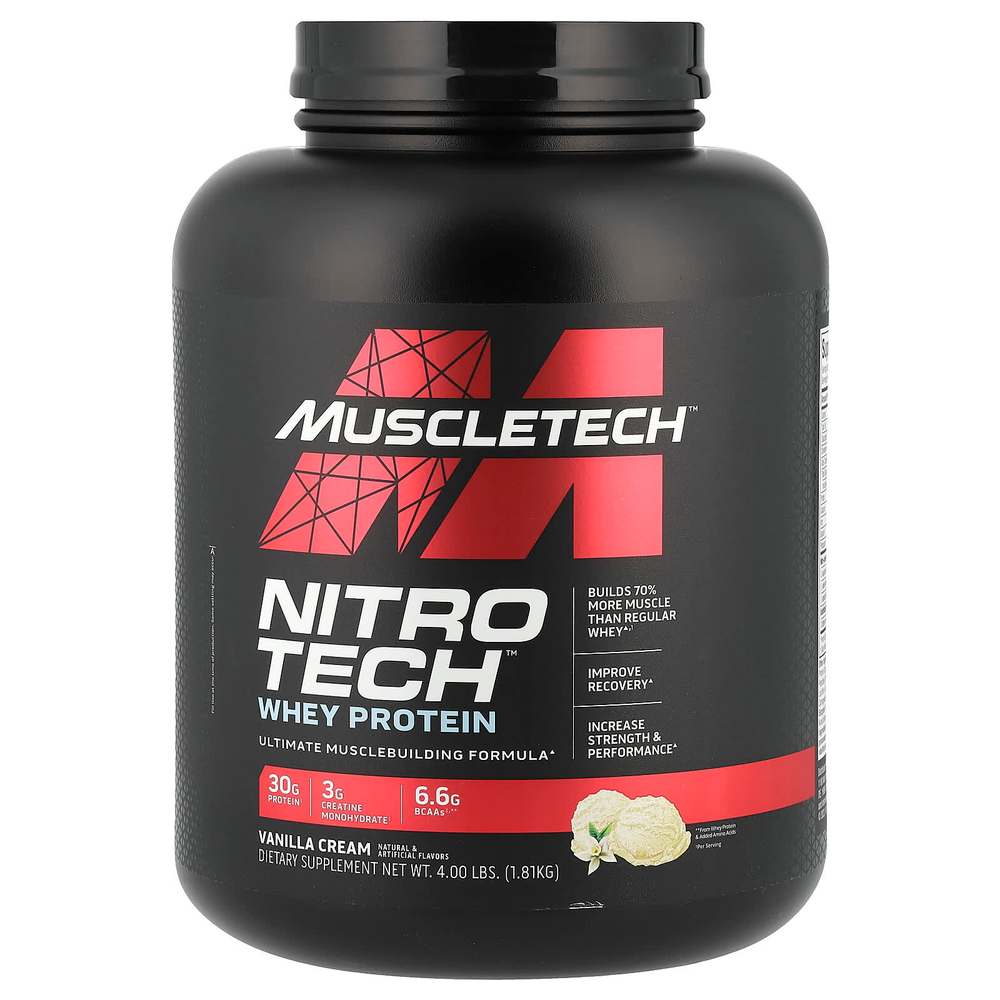 MuscleTech, Nitro-Tech ™ Whey Protein, ванильный крем, 1,81 кг (4 фунта)