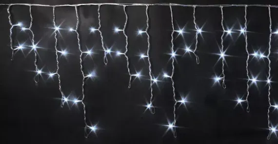 Светодиодная бахрома 3*0.5 м., 220V, 112 холодных белых LED ламп, черный провод, Rich LED (RL-i3*0.5-B/W)
