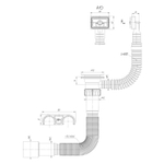Гофросифон 1 1/2"*40*50 (1450мм) GS50145 прямоуг. перелив, ИНКОПЛАСТ (винт М6*60 и М6*30)