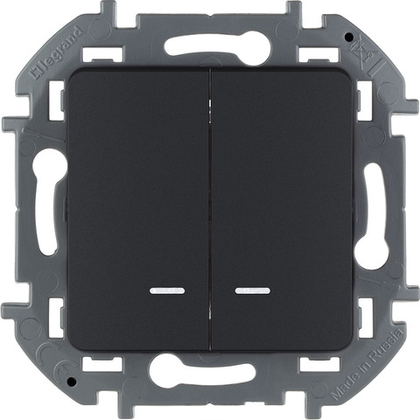 Выключатель 2х-клавишный с подсветкой/индикацией 10А 250В антрацит Inspiria Legrand