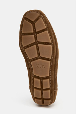 ZARA СПОРТИВНЫЕ БАЛЕТКИ ИЗ ЗАМШИ, КОРИЧНЕВЫЙ