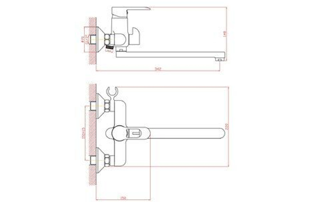 СМЕСИТЕЛЬ Д ВАННЫ VODA FUTURE FT31 ИЗЛИВ 300ММ