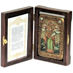 Инкрустированная рукописная икона Святая мученица Параскева Пятница 15х10см на натуральном дереве в подарочной коробке