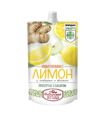 Лимоны с имбирем протертые с сахаром / 250 г / дой-пак / Сибирская ягода