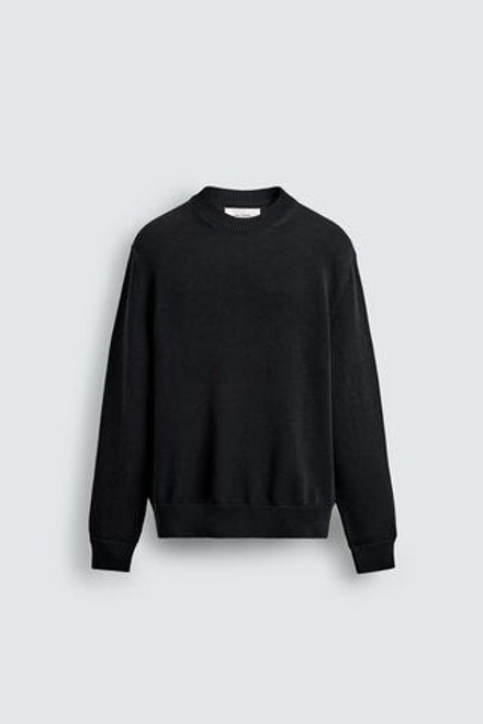 ZARA ХЛОПКОВЫЙ СВИТЕР КЛАССИЧЕСКОГО КРОЯ, МОРСКОЙ ТЕМНО-СИНИЙ