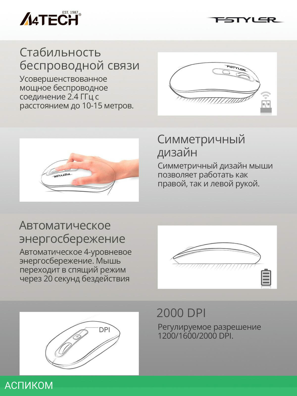 Мышь A4Tech Fstyler FG20 Pink