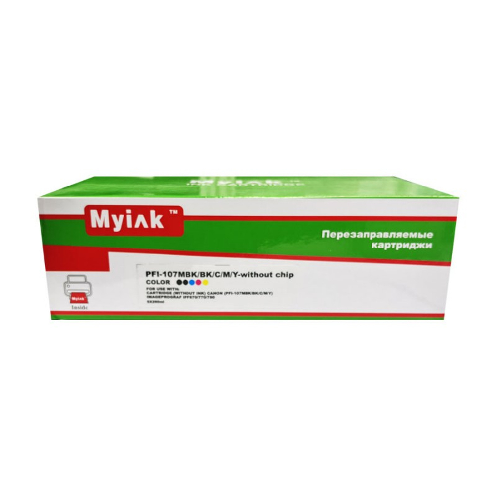 Картриджи ПЗК MyInk (PFI-107MBK/BK/C/M/Y) для CANON imagePROGRAF iPF670/iPF770/iPF780, без чипа, 5шт.