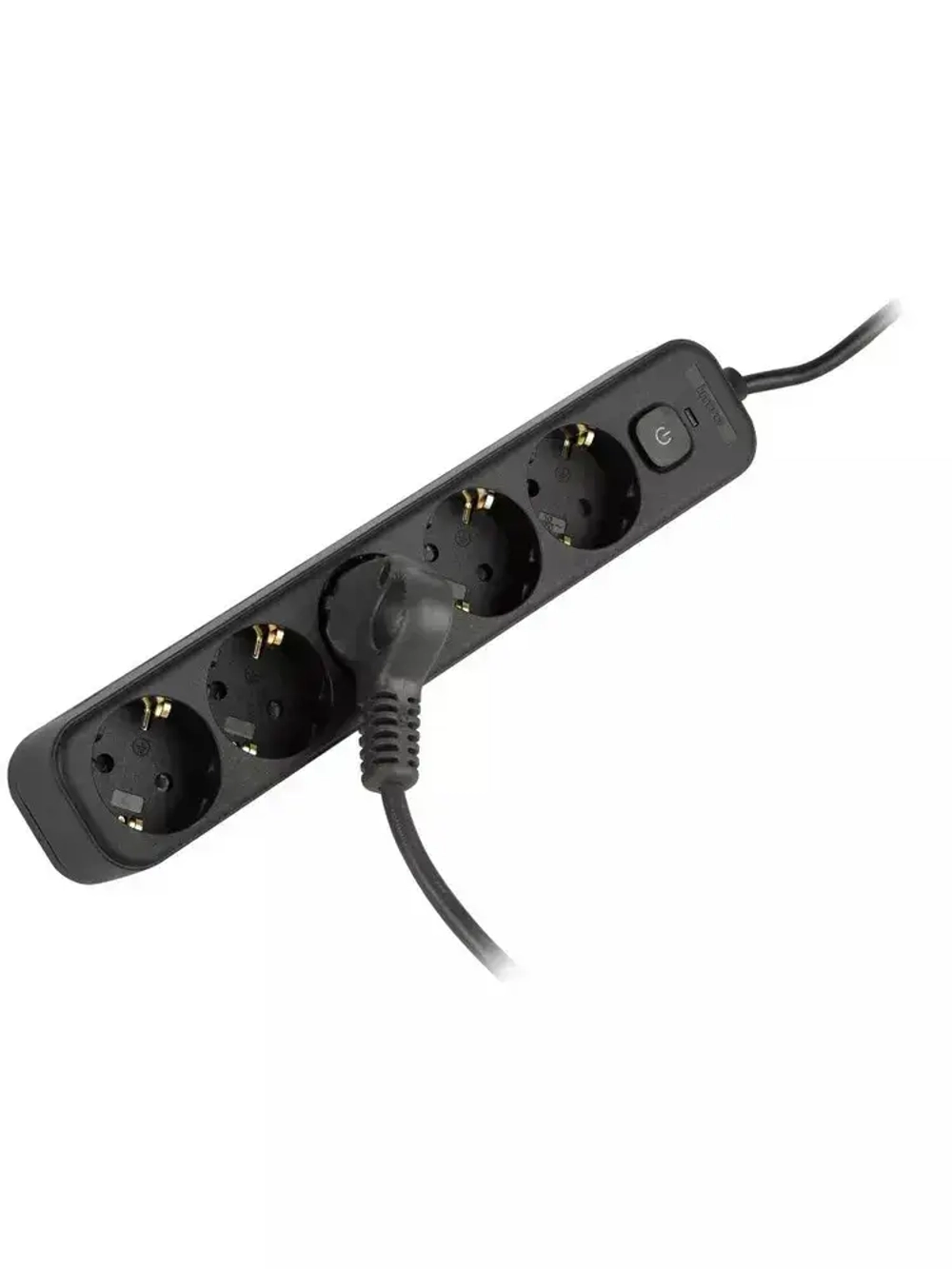 Сетевой фильтр Intro SFE515-B с базовой защитой с заземлением с выключателем 5 розеток 1,5м 10А черный / удлинитель сетевой 1,5м