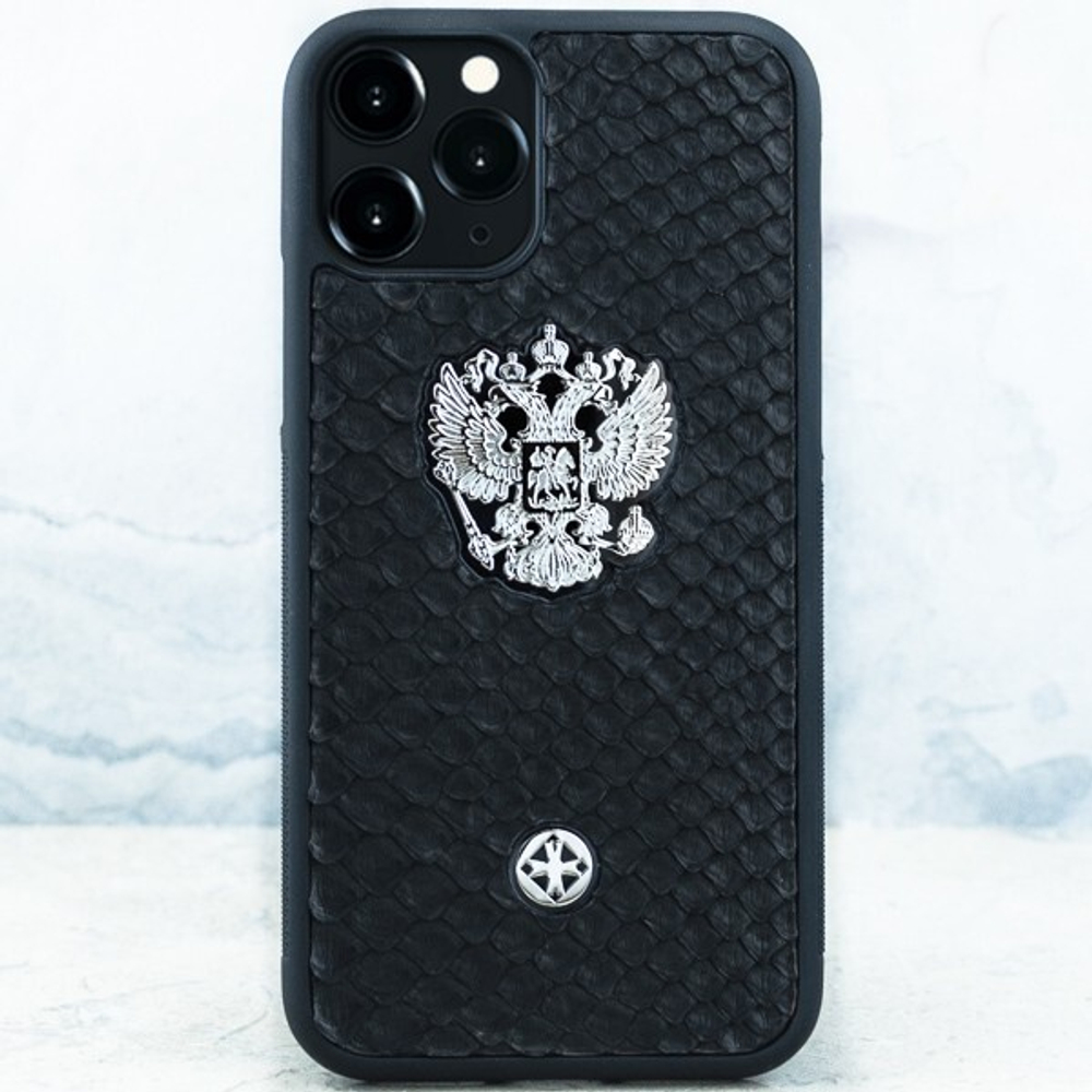 Премиальный чехол iphone с гербом россии на коже питона купить - Euphoria HM Premium - натуральная кожа, ювелирный сплав