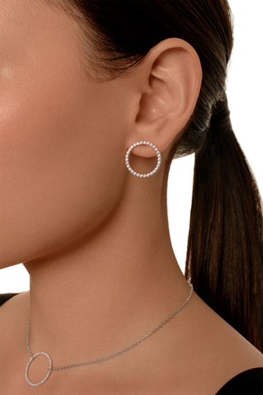 Серьги-пусеты "Круг" из серебра с фианитами