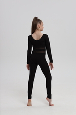 Комбинезон гимнастический стразы, лосины, длинный рукав