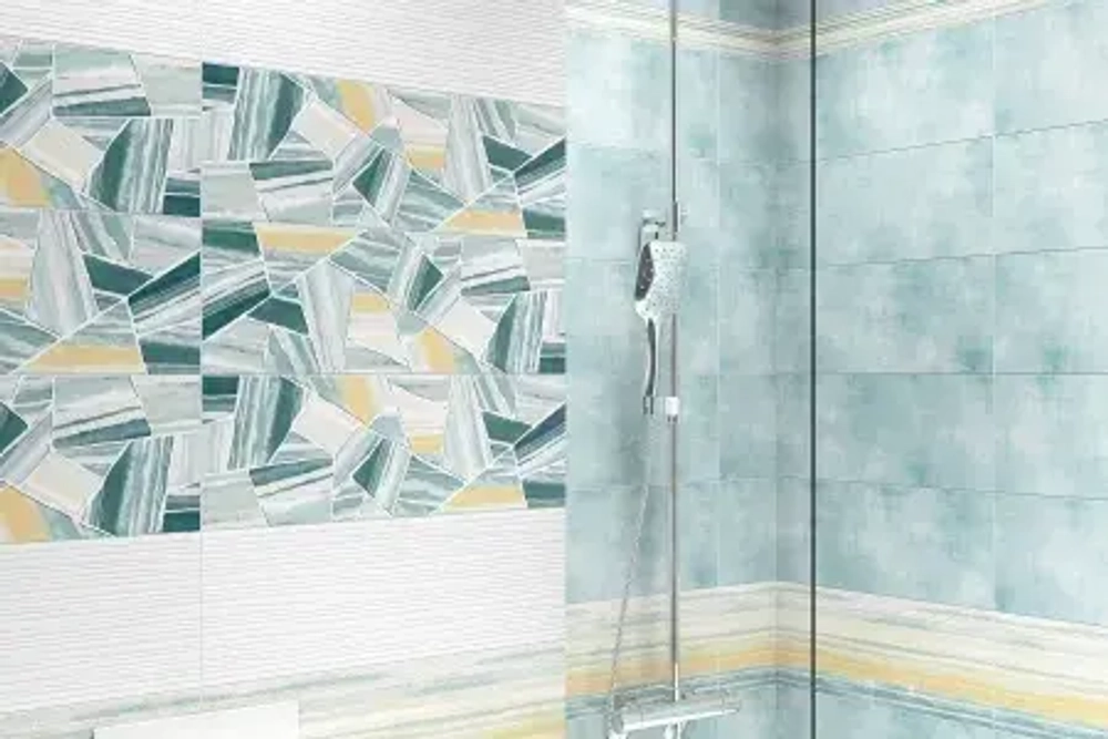 Бордюр Alma Ceramica BWA60ALS006 Alaris 6x60 белый / голубой глянцевый под мозаику