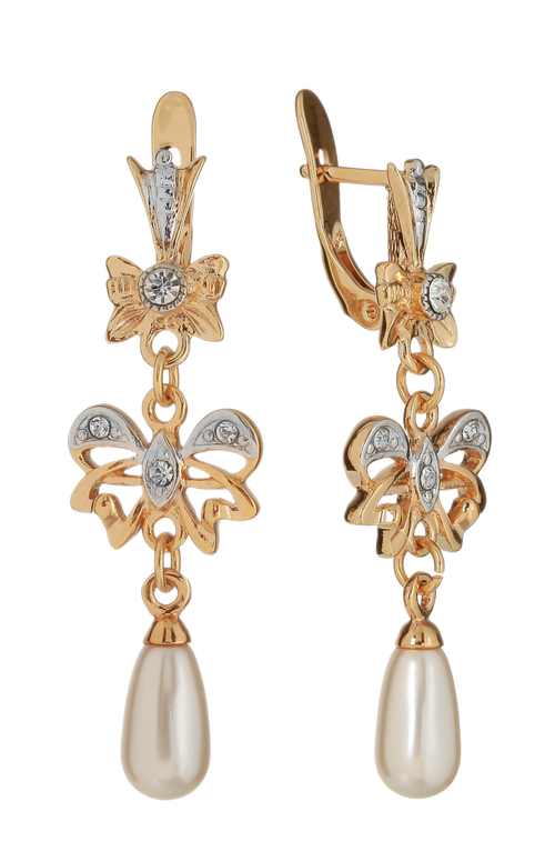 "Ритарда" серьги в золотом покрытии из коллекции "Ревю" от Jenavi  с английским замком