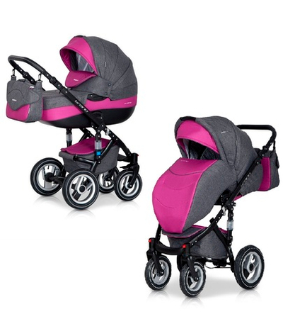 Детская коляска Riko brano 3 в 1 (Серый/розовый)