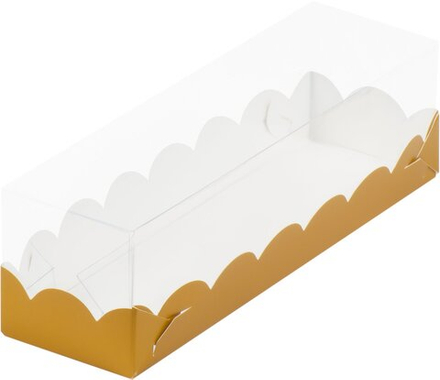 Коробка для макарон с пластиковой крышкой 190*55*55 мм (золото матовая)