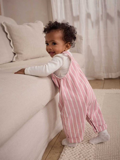 Боди с длинным рукавом и комбинезон в комлекте для малышей Next E65-350, Розовый, Белый