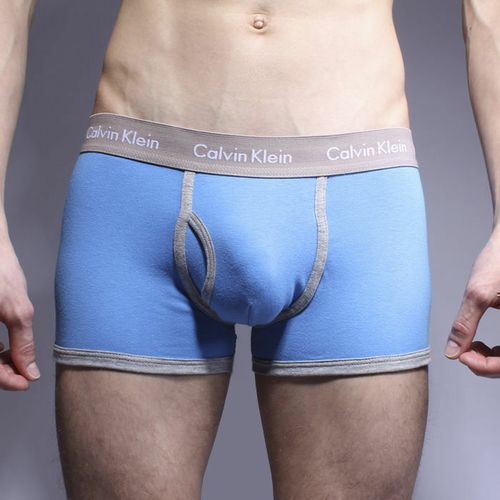 Мужские трусы боксеры синие с серой резинкой Calvin Klein 365 Trunks Navy Grey