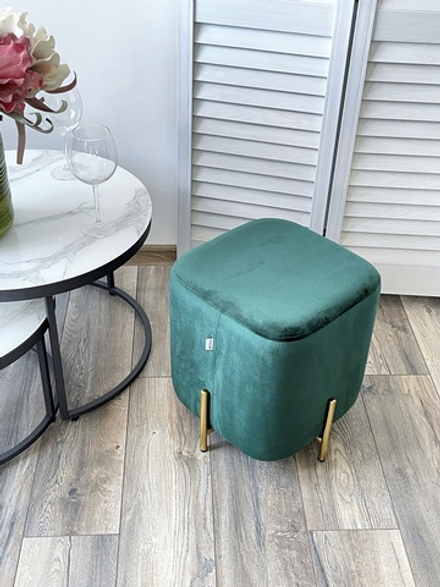 Пуф для гостиной М-City DISAUR Арес (Ares) Bluvel-78 Зеленый, Золотой